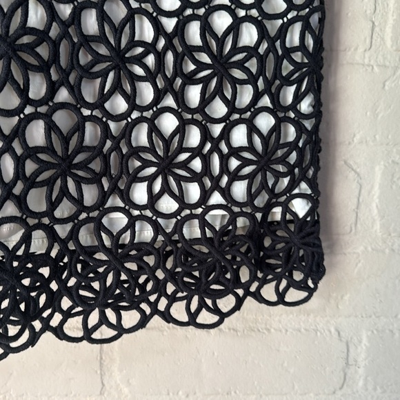 Postage stamp by Anthropologie skirt black floral appliqué overlay cream lined 2 - Picture 3 of 5